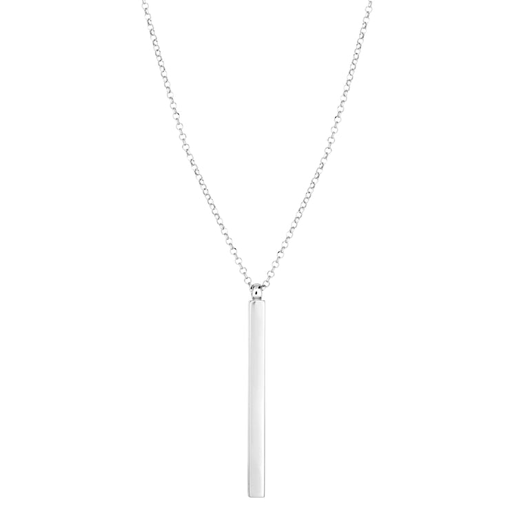 Silver Vertical Long Bar Necklace