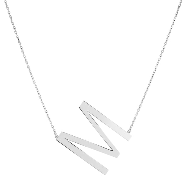 Silver M Letter Necklace