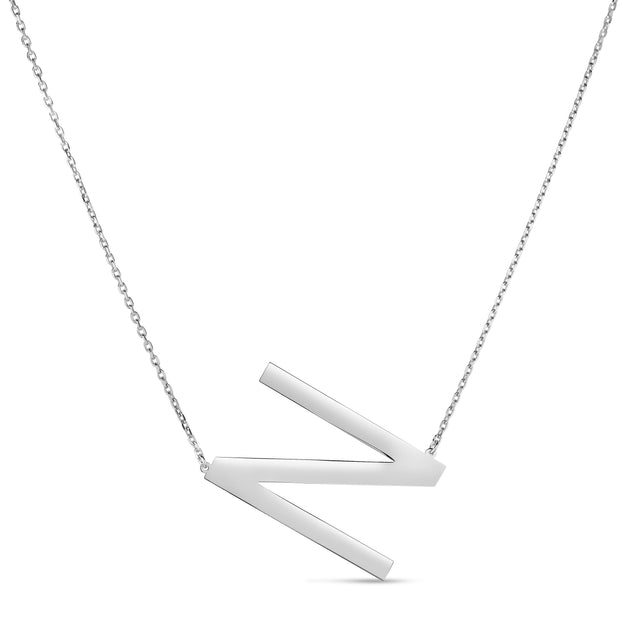 Silver N Letter Necklace