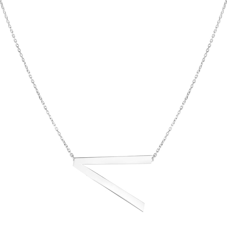 Silver V Letter Necklace