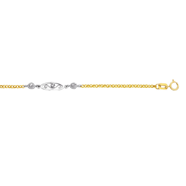 14K Two-tone Gold Anklet