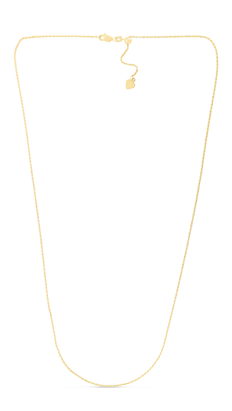 14K Gold 0.95mm Adjustable Rope Chain