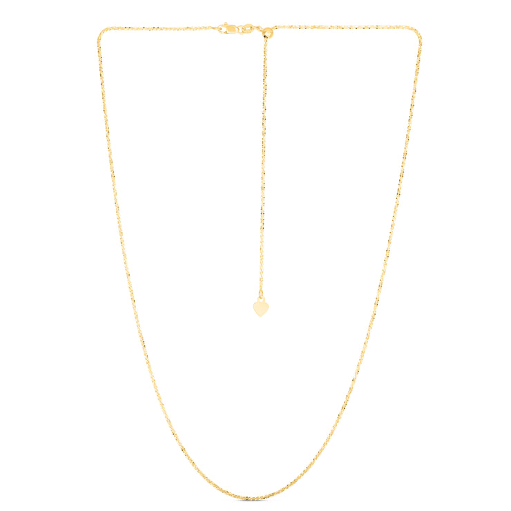 14K Gold 1.2mm Adjustable Sparkle Chain