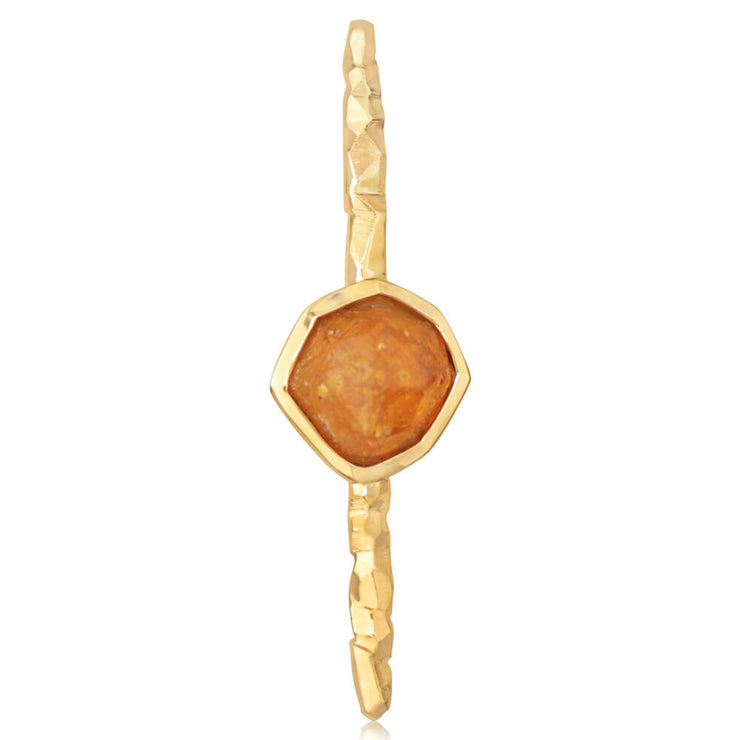 14K Yellow Gold Mandarin Garnet Lapel Pin with Yellow Plated Post and Back