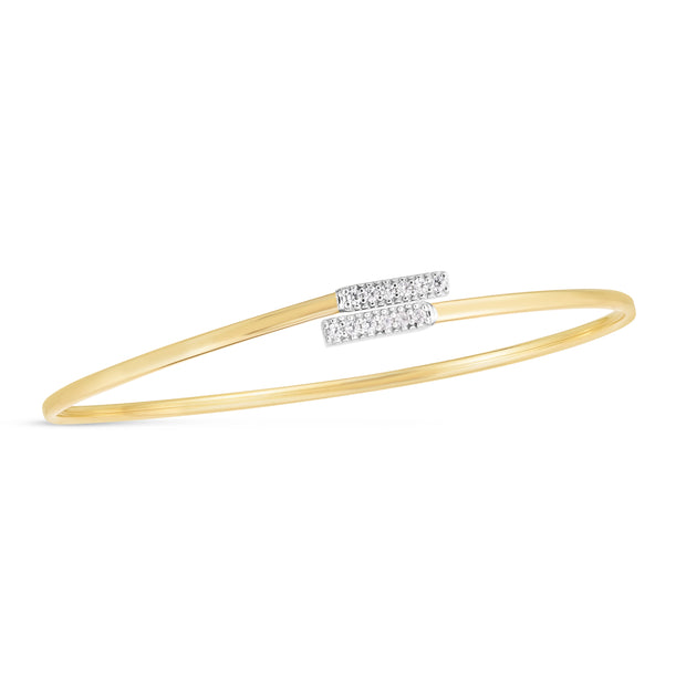 14K Diamond Bypass Bar Bangle