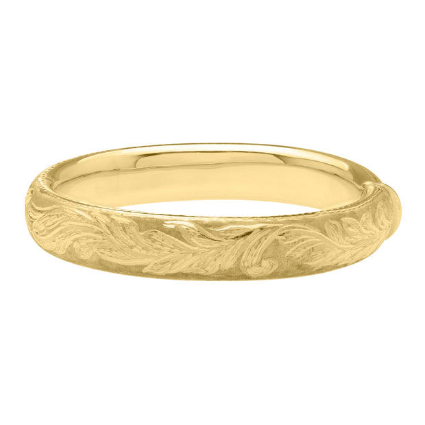 14K Large Engraved Bangle