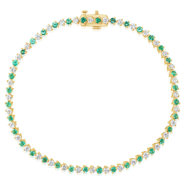 14K Yellow Gold Emerald/Diamond Bracelet