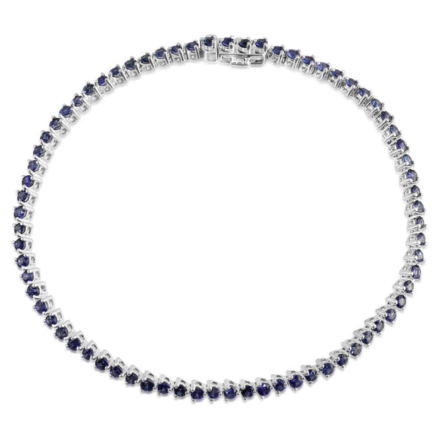 14K White Gold Blue Sapphire Bracelet