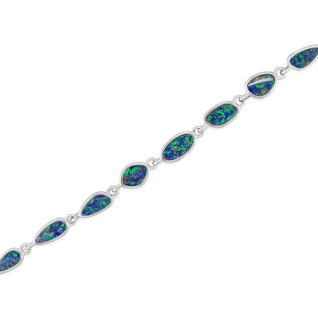 Sterling Silver Australian Opal Doublet Bracelet