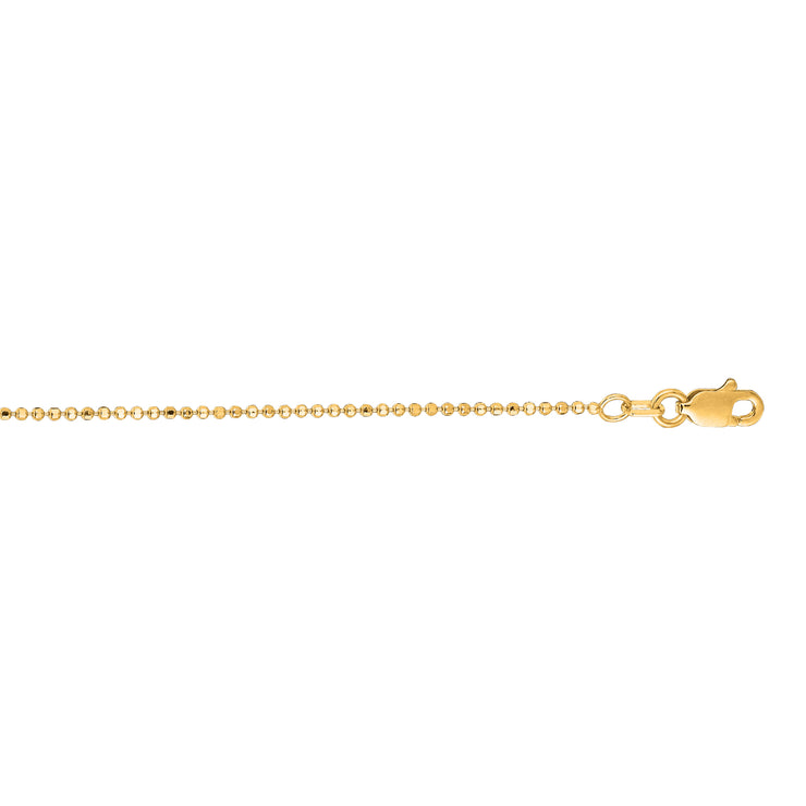 14K Gold 1.1mm Diamond Cut Bead Chain