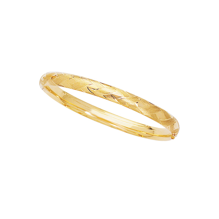 14K Gold X Pattern Bangle