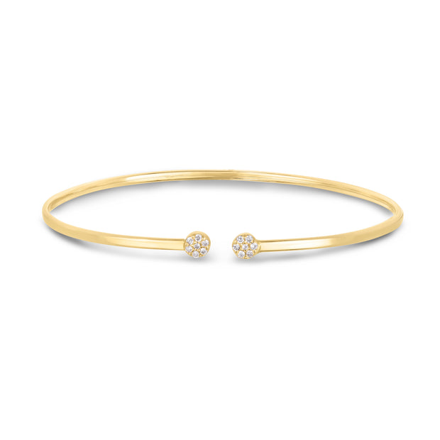 14K Gold Diamond Cluster Cuff Bangle