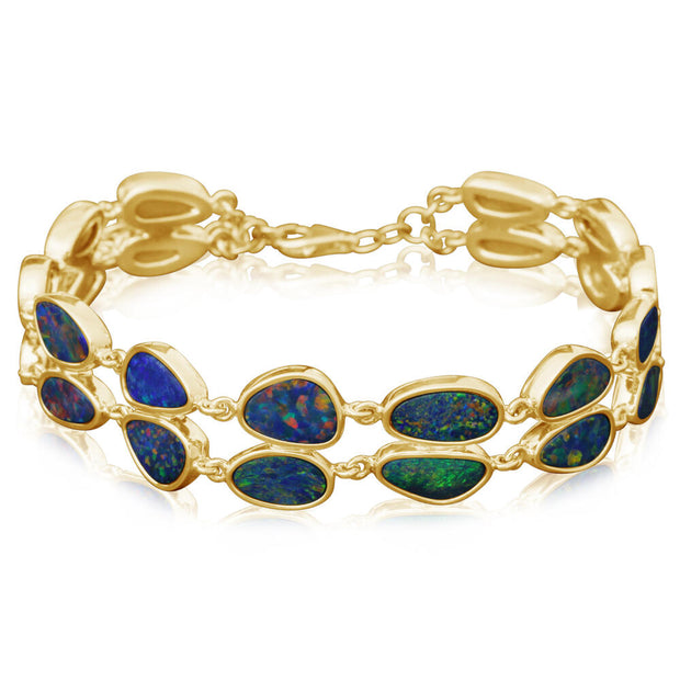 14K Yellow Gold Australian Opal Doublet Bracelet