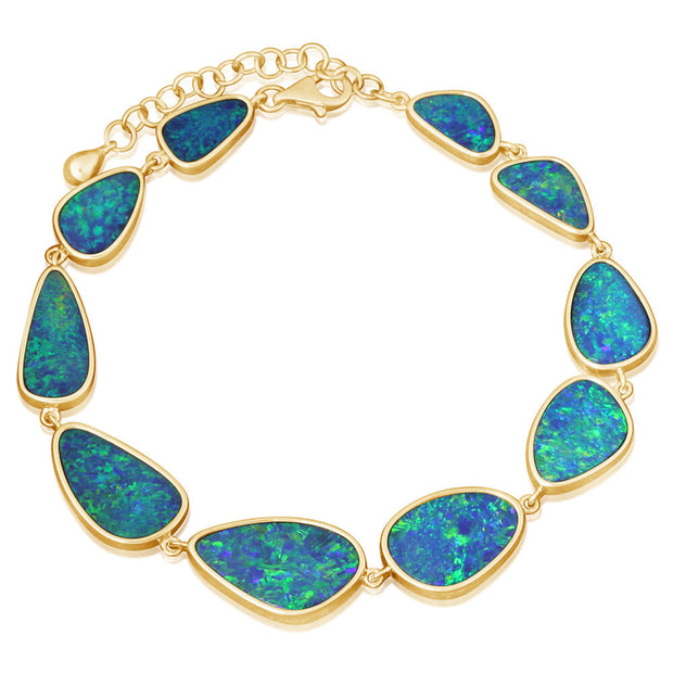 14K Yellow Gold Australian Opal Doublet Bracelet