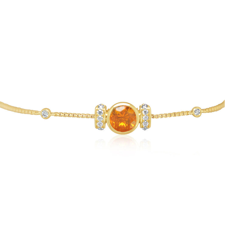 14K Yellow Gold Fire Opal/Diamond Bolo Bracelet