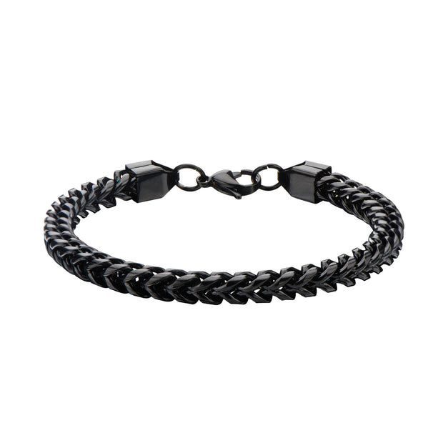 Black IP Rounded Franco Chain Bracelet