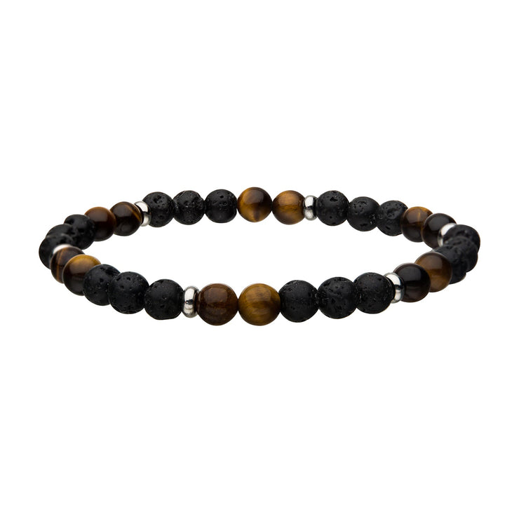 Lava & Tiger Eye Yellow Beads Bracelet