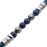 Blue Braided Leather with Lapis Lazuli Stone Bead Hybrid Bracelet