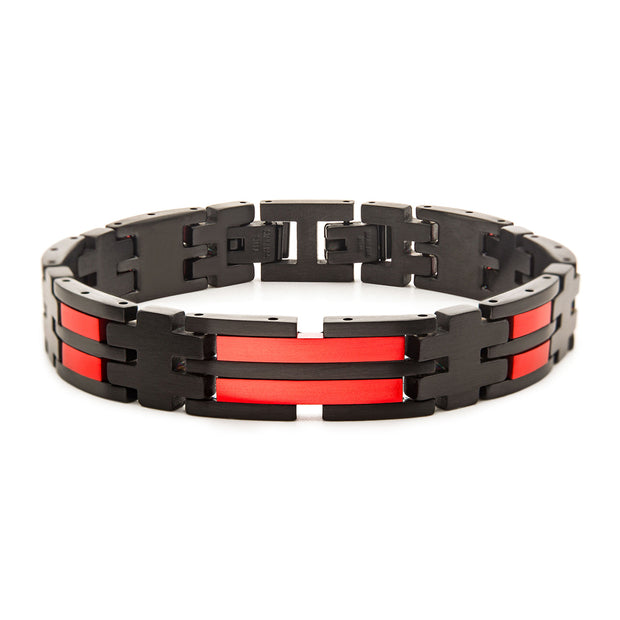 Matte Black & Red IP Dante Link Bracelet