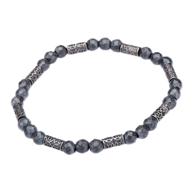 Grey Hematite with Antique Steel Beads Bracelet