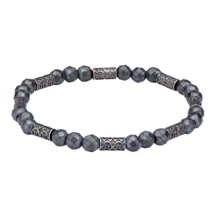 Grey Hematite with Antique Steel Beads Bracelet