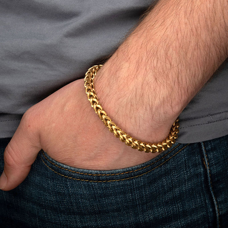 Matte Finish 18Kt Gold IP Stainless Steel Franco Chain Bracelet