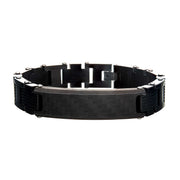 Stainless Steel Black Carbon Fiber with Adjustable Link Bracelet