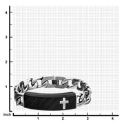 Carbon Fiber Black with Cross & Steel Adjustable Link ID Bracelet