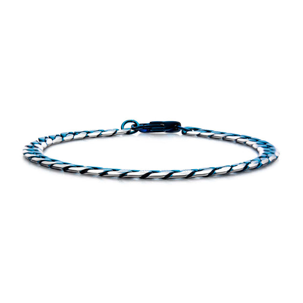 Stainless Steel Blue IP Curb Cuban Chain with Lobster Clasp