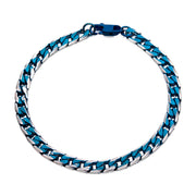 Stainless Steel Blue IP Curb Cuban Chain with Lobster Clasp