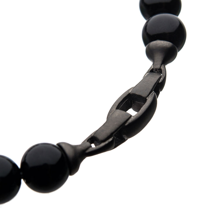 Stainless Steel with Black Agate Bracelet