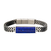 Stainless Steel Double Franco Chain with Lapis Stone Bracelet