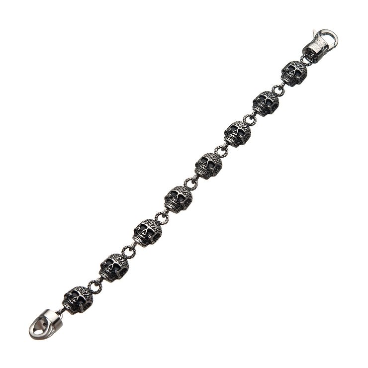 Steel Matte Finished Skull Chain Bracelet