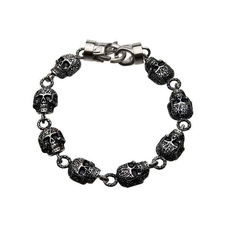 Steel Matte Finished Skull Chain Bracelet