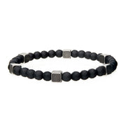 Black Hematite with Antique Silver Brass Block Bracelet