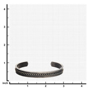 Stainless Steel with Antiqued Finish Cuff Bangle Bracelet with Curb Chain Design in the Middle