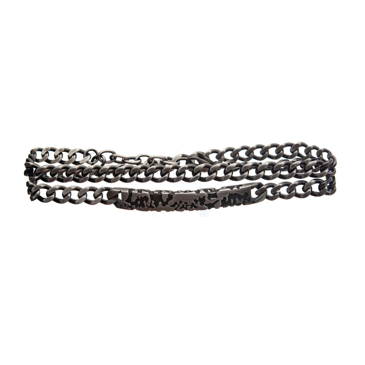 Gun Metal IP Steel Double Wrap Chain & ID Terra Bracelet