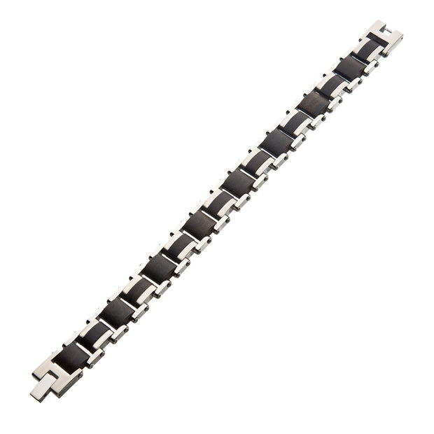 Stainless Steel w/ Ebony Wood Link Bracelet