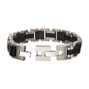 Stainless Steel w/ Ebony Wood Link Bracelet