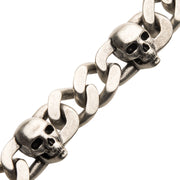 Stainless Steel Silver IP with Skull Design Chunky Chain Bracelet