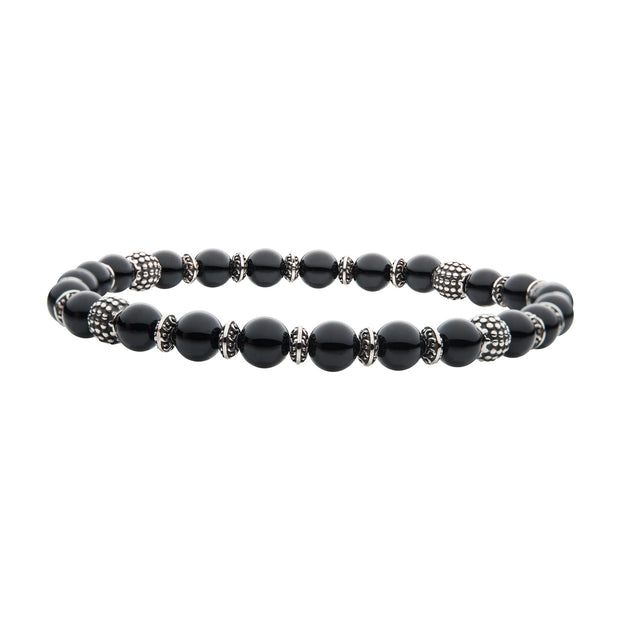 Black Agate Stones with Black Oxidized Beads Bracelet