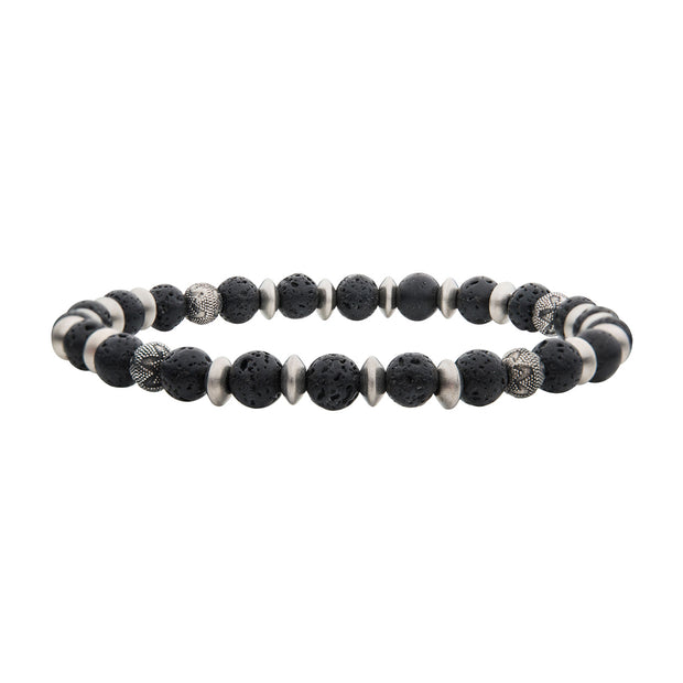 Lava Stones with Black Oxidized Beads Bracelet