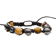 Stainless Steel & Tiger Eye Stone Bead Adjustable Braided Bracelet