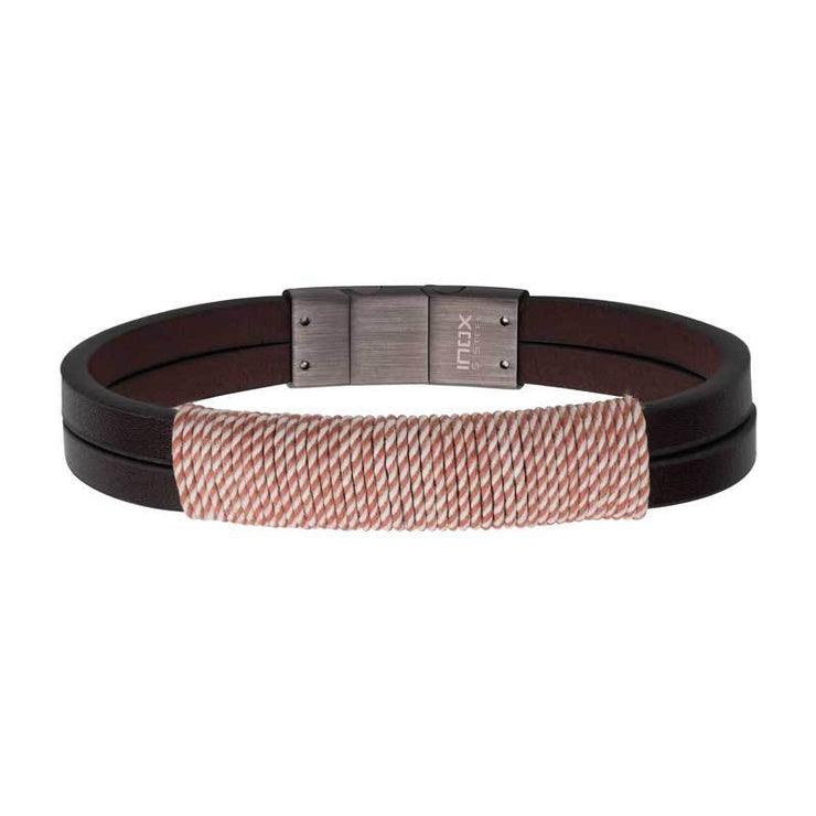 Shoreline Cotton Wrapped Brown Leather Bracelet