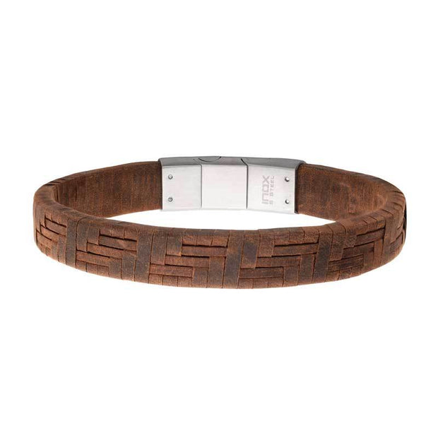 Twill Weave Suede Brown Leather Bracelet