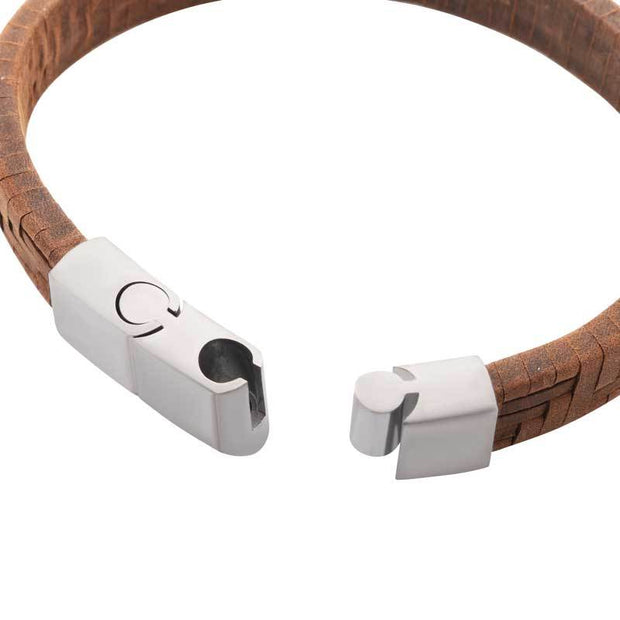 Twill Weave Suede Brown Leather Bracelet