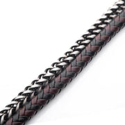 Multi Strand Leather & Stainless Steel Foxtail Chain Stacking Duo Bracelet