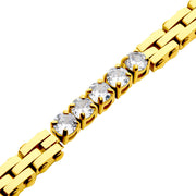 Trim Cut with Clear CZ Tennis 18Kt Gold IP Bracelet