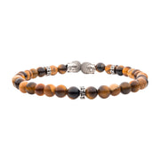 Steel Buddha Head Beads with Genuine Tiger Eye Stone Beads