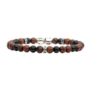 Steel Skull Beads with Genuine Mahogany Obsidian Stone Beads